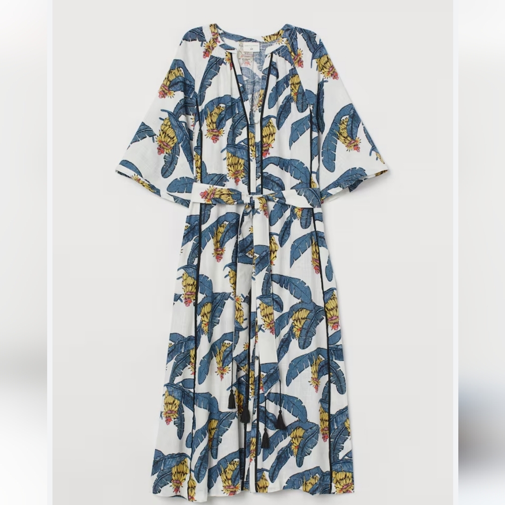 Desmond & Dempsey X H&M Banana Leaves Tropical Maxi Dress Size L